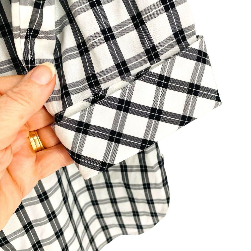 Talbots Women's Blouse Plus Size 16W Plaid Black Pullover 1/4 Button Long Sleeve - Picture 11 of 14